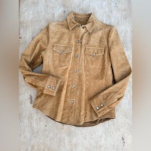 Wilsons Leather Women’s Camel 100% Leather Pearl Snap Shirt /Jacket M